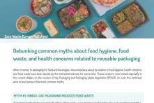 Cover of "Debunking common myths about food hygiene, food, waste, and health concerns related to reusable packaging". Food in plastic packaging