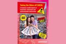 Cover of publication: Title. Below: Young female/male couple in the middle of a garbage dump sourrounded by stickers saying "Shop now". "Super Sale". "Black Friday".