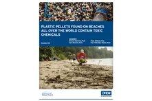Cover of "Plastic pellets found on beaches all over the world contain toxic chemicals (2021)". Plastic pollution on UK beaches and rivers.