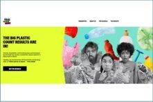 Homepage of the Big Plastic Count website, featuring information on plastic waste and sustainability initiatives.  