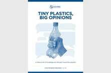 Title: INY PLASTICS, BIG OPINIONS; below: Hand squezzing a plastic bottle 